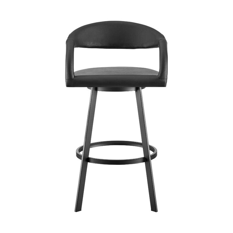 Faux Leather Counter Height Swivel Bar Chair with Arms, Low Back and Metal Frame
