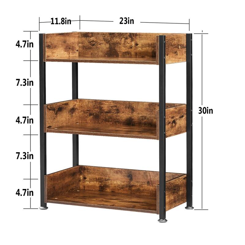 Javlergo Set of 2 Small Bookshelf, 3-Tier Open Bookcase Storage Display Shelves