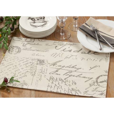 Vintage Script Printed Design Fabric Placemats (Set of 4)