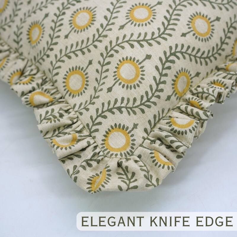 Fabdivine Hand Block Double Side Floral Print Sofa, Couch Decoration Pillow Case