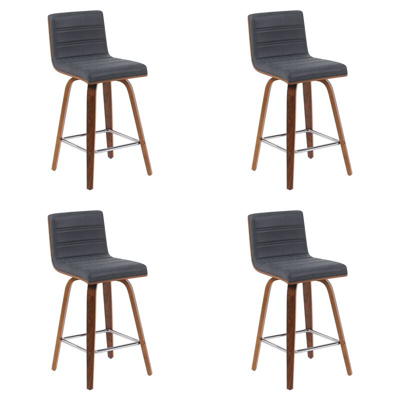 Skara Mid-Century Swivel Counter Stool, Upholstered Counter Height Chair with Bentwood Legs