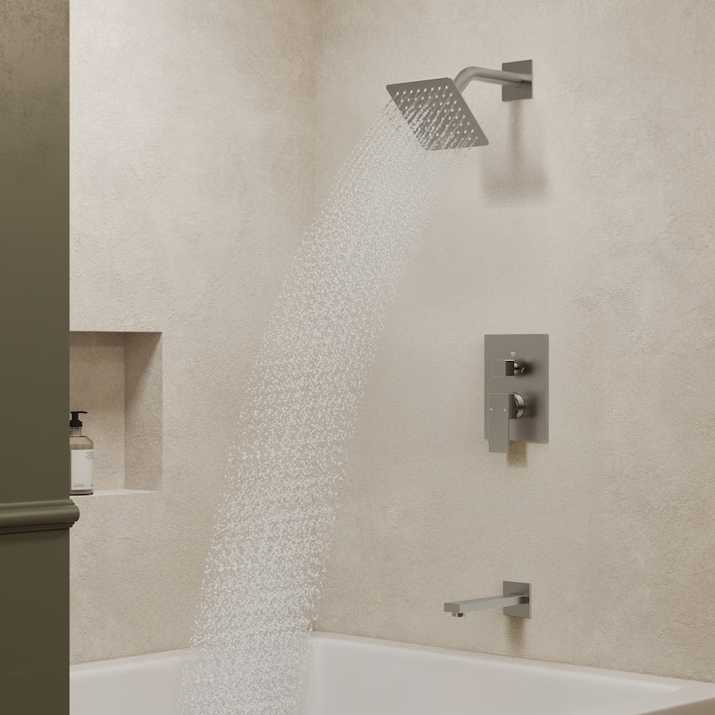 GRANDJOY 2-Function Tub and Shower Faucet Set with Single Handle Valve, Wall-Mount Design