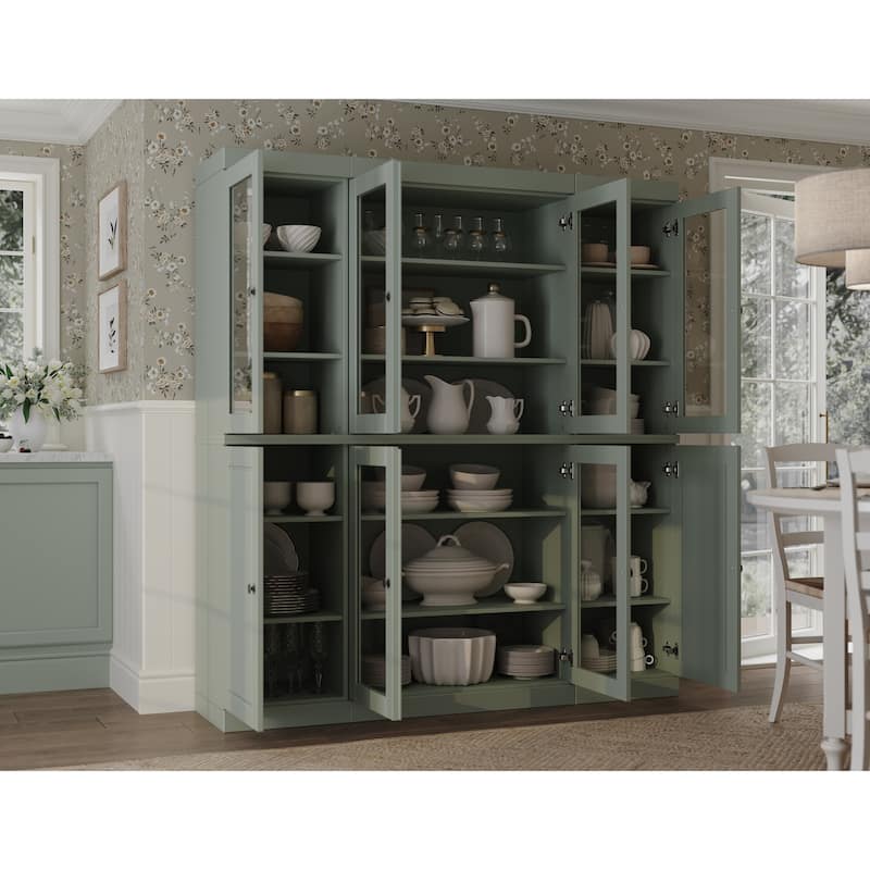 Palace Imports 100% Solid Wood 65" Kitchen China Pantry Cabinet - 65" x 71.5"