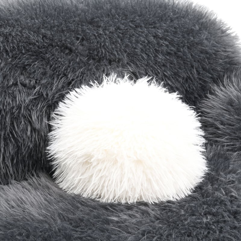 Furniture of America Cynra Modern 45-inch Faux Fur Swivel Arm Chair with Ball Pillow