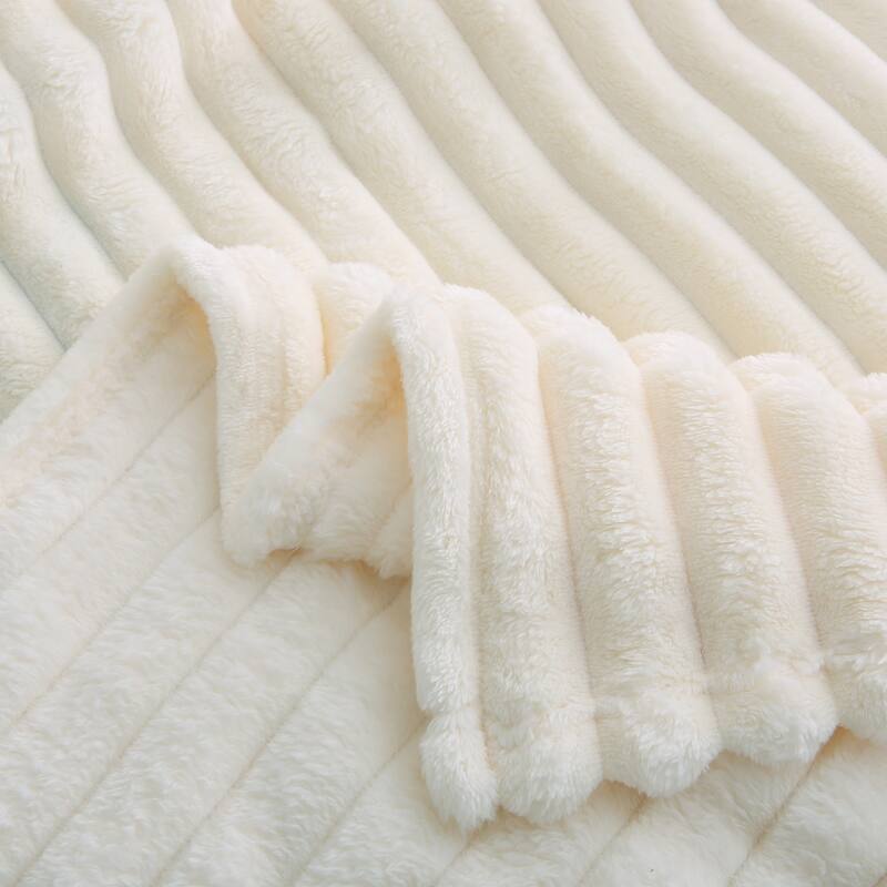 Lightweight Ribbed Cord Flannel Fleece Blanket