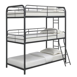 Triple Twin Bunk Bed Frame - Sturdy Steel Structure & Space-Saving
