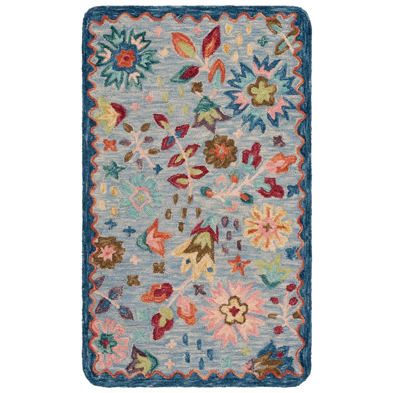 SAFAVIEH Handmade Jardin Udaya Floral Wool Rug - 3' x 5' - Blue/Pink