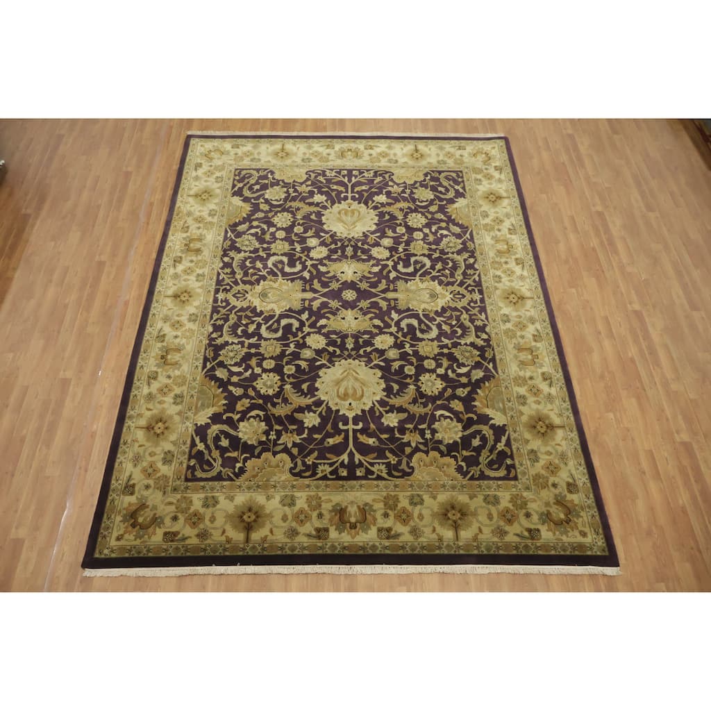 Hand Knotted Oriental 100% Wool Carpet Traditional All-Over Purples Agra Area Rug - 11' 11'' X 9' 0''