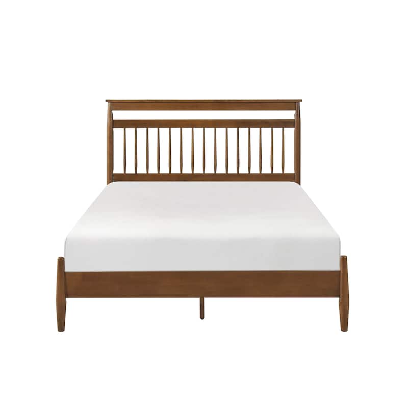Full Size Chestnut Finish Wood Platform Bed with Transitional Design, Bed in a Box