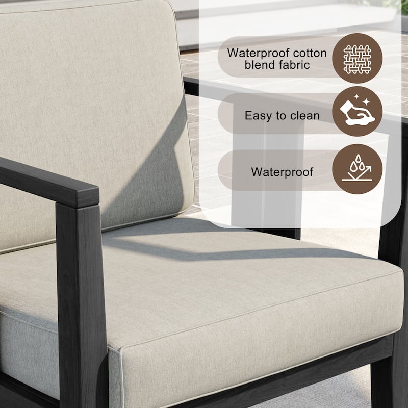 Uixe 3-piece Teak Solid Wood Outdoor Arm Chairs with Side Table Set