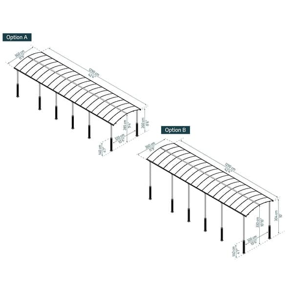 dimension image slide 1 of 6, Alpine 12 ft. Gray RV Carport and Boat Shelter