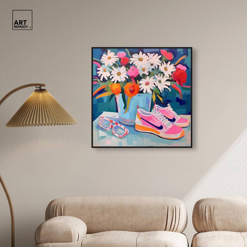 Whimsical Sneakers Flower Vase Canvas by Art Remedy