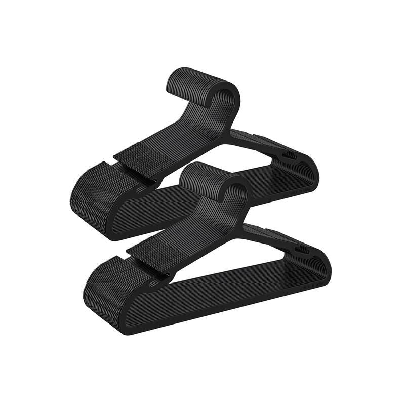 50 Slim Plastic Hangers with Shoulder Notches and Non-Slip Ridges for Closet Organization and Storage - 16.4"L x 0.16”W x 8.3"H