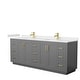 preview thumbnail 71 of 114, Miranda Double Vanity Set, Cultured Marble Top, No Mirror 84-Inch Double - Dark Gray, Gold Trim, Carrara Cultured Marble Top
