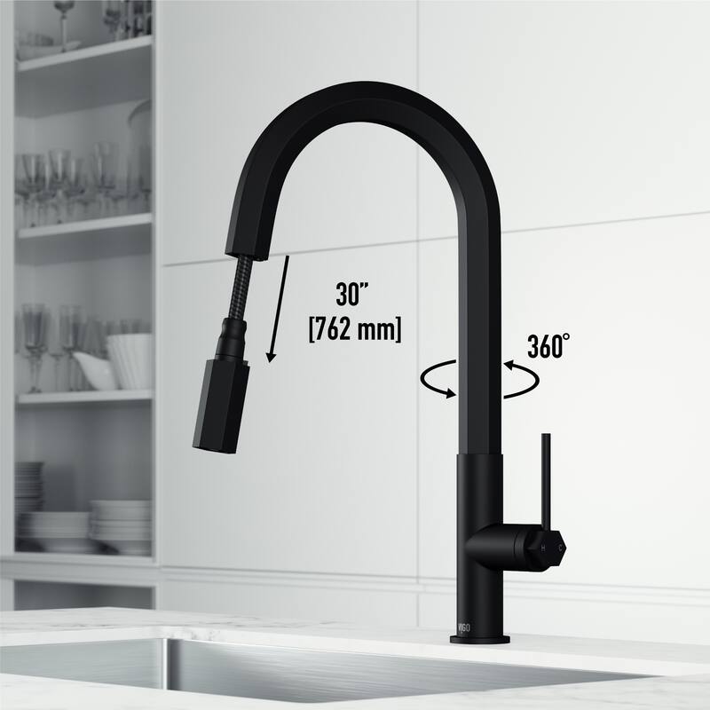 VIGO Hart Hexad 18" H Single Handle Pull-Down Kitchen Faucet