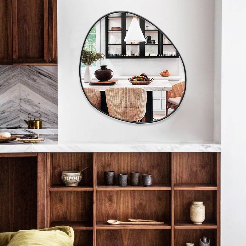 Contemporary Asymmetrical Mirror, Pebble Shaped Irregular Mirror
