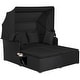 preview thumbnail 9 of 10, Patio Rattan Daybed Outdoor Loveseat Sofa Set with Retractable Canopy Black