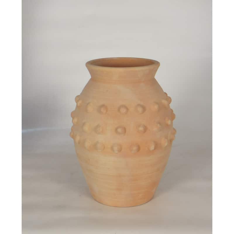 Solid Beaded Terracotta Vase - 10.75" - Brown