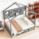 preview thumbnail 2 of 10, Grey Full Size House Bed with Roof Frame, Bedside-shelves, and Under Bed Storage Unit