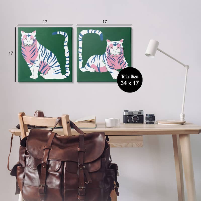 Stupell Fierce Lounging Tigers Canvas Wall Art Design By Melissa Wang (Set of 2)