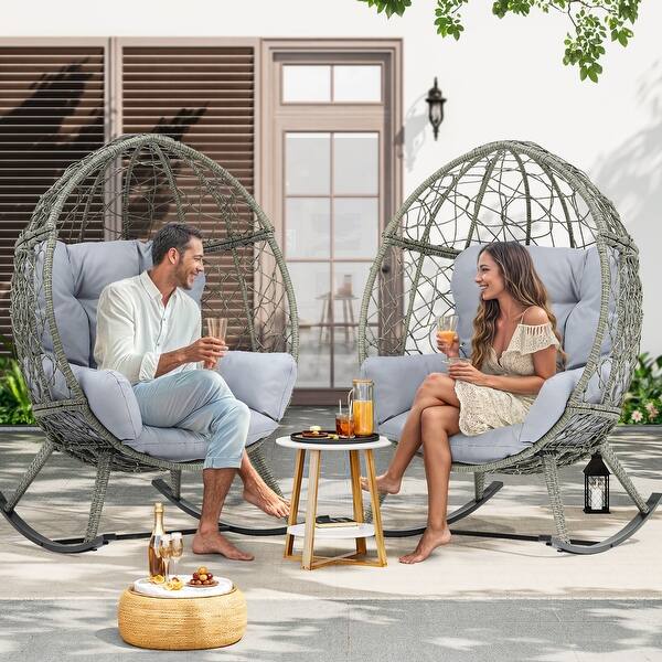 Moasis Cushioned Egg Chair with Rocker, PE Wicker