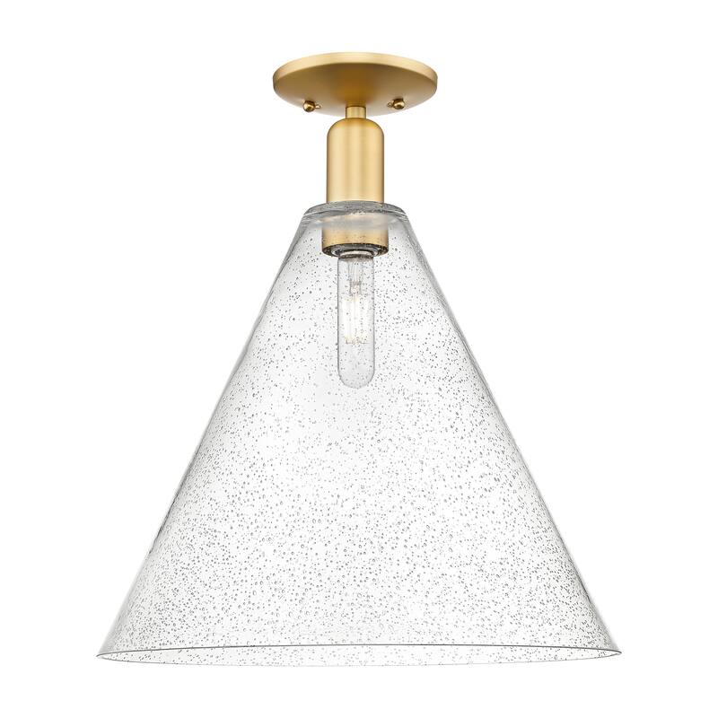 Innovations Lighting Endless Possibilities Arcadia - Berkshire Glass - 1 Light 16" Semi-Flush Mount - Satin Gold/Seedy