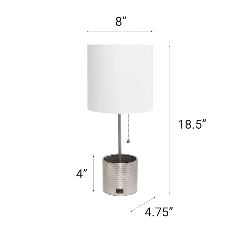 18.5" Sleek And Functional Stylish Accent Table Lamp With Usb Charging Port, For Living Room, Entryway, Office, Bedroom, Black W
