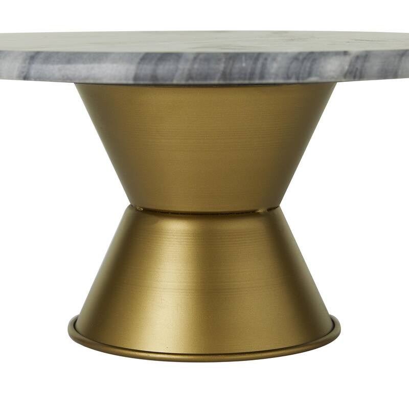 Ceramic Cake Stand with Gold Base - White or Gray - CosmoLiving by Cosmopolitan