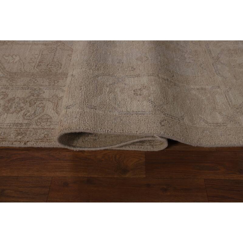 Vegetable Dye Geometric Oushak Area Rug Hand-Knotted Wool Carpet - 6'1"x 8'11"