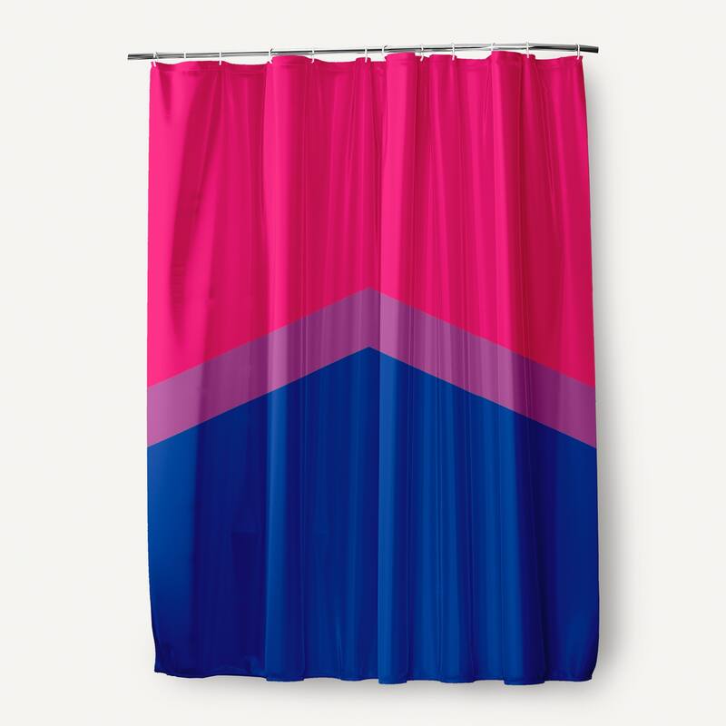Inclusive Pride Flag Durable Poly Shower Curtain - Bisexual Chevron