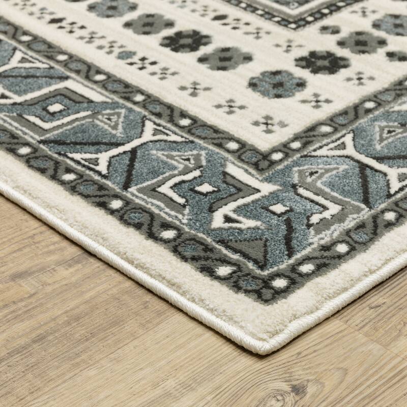 Style Haven Ripley Moroccan Grey/ Blue Mixed Pile Area Rug