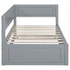 preview thumbnail 11 of 13, Twin Size Wood Daybed with Trundle and Guardrail, Solid Pine Frame, No Box Spring Required, Vintage Style for Bedroom, Grey