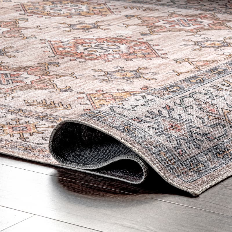 Nuloom Finley SpinClean Machine Washable Vintage Distressed Area Rug