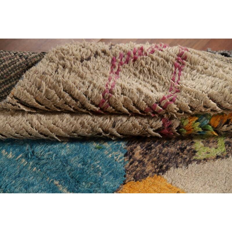 Geometric Moroccan Oriental Area Rug Hand-Knotted Wool Carpet - 4'9" x 8'9"