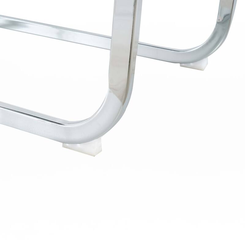 PU Dining Chair Living Room Chair with Silver Leg(Set of 4)