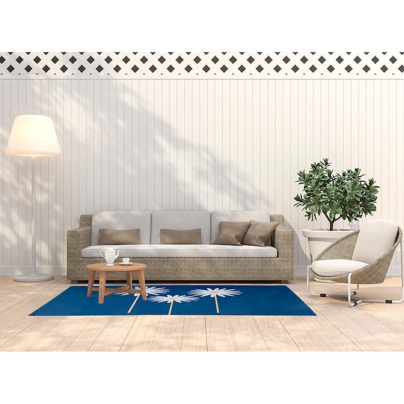 Floral Print Spring Chenille Indoor/Outdoor Rug