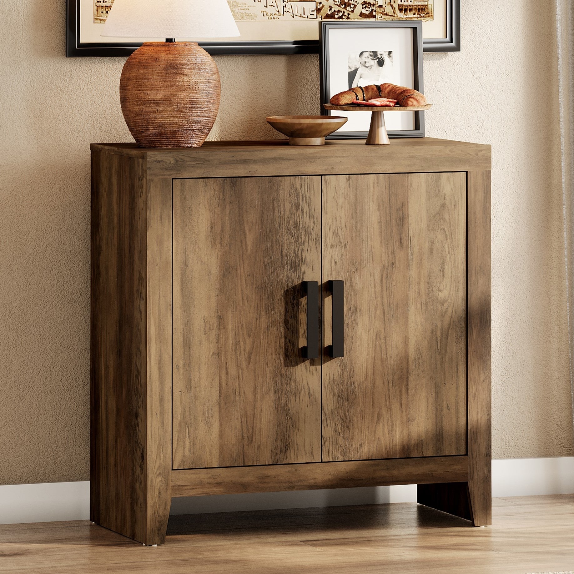 WAMPAT Farmhouse Buffet Cabinet with Door, Kitchen Sideboard for Dining & Living Room