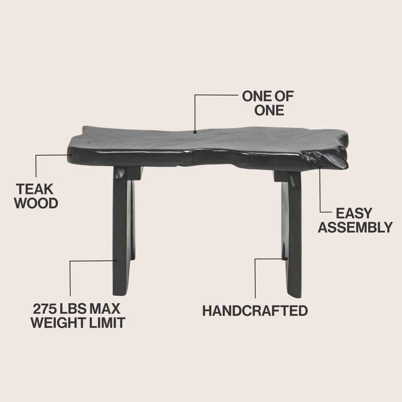 JONATHAN Y Stumpy Handcrafted Rustic Minimalist Live Edge Solid Teak Wood Entryway Bench