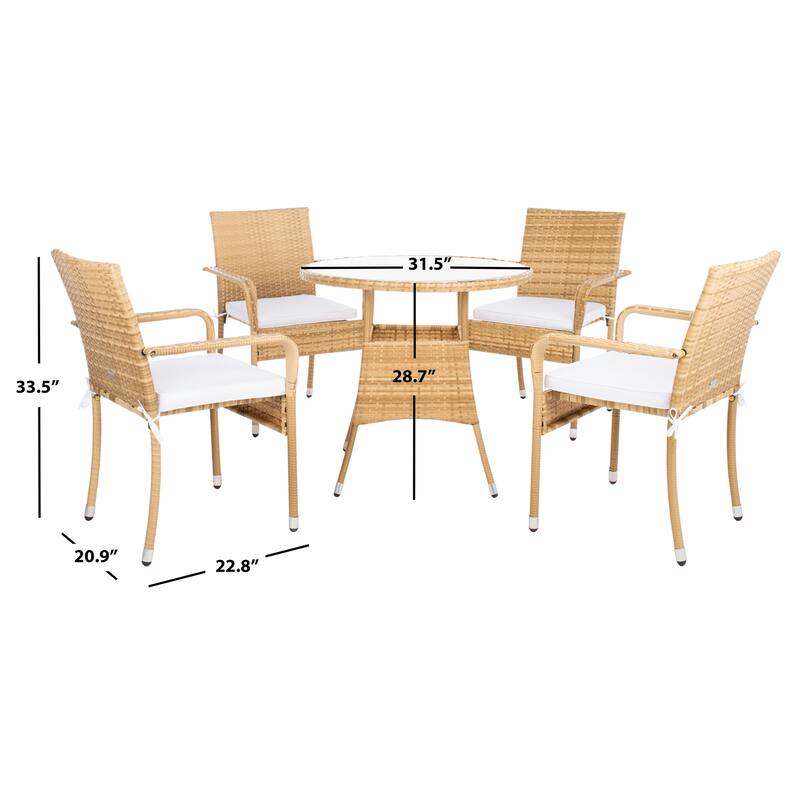 SAFAVIEH Outdoor Hanane 5-Piece Bistro Set - 32Wx32Dx34H