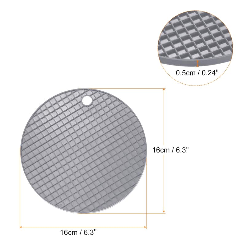 Silicone Trivet Mats 2pcs Round Drying Mat for Kitchen Counter Table Light Gray - Light Gray