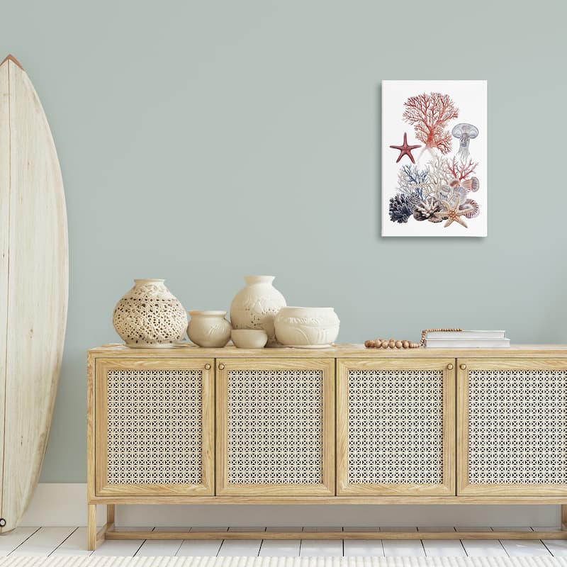 Stupell Aquatic Animals & Coral Canvas Wall Art Design By Ramona Murdock