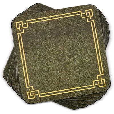 Pimpernel Set of 6 Shagreen Leather Coasters - 4 Inches Sq.