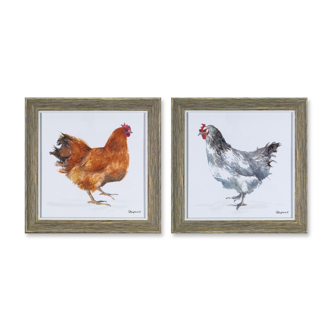 Set Of 4 Framed Chicken Print 10 Overstock 27453045