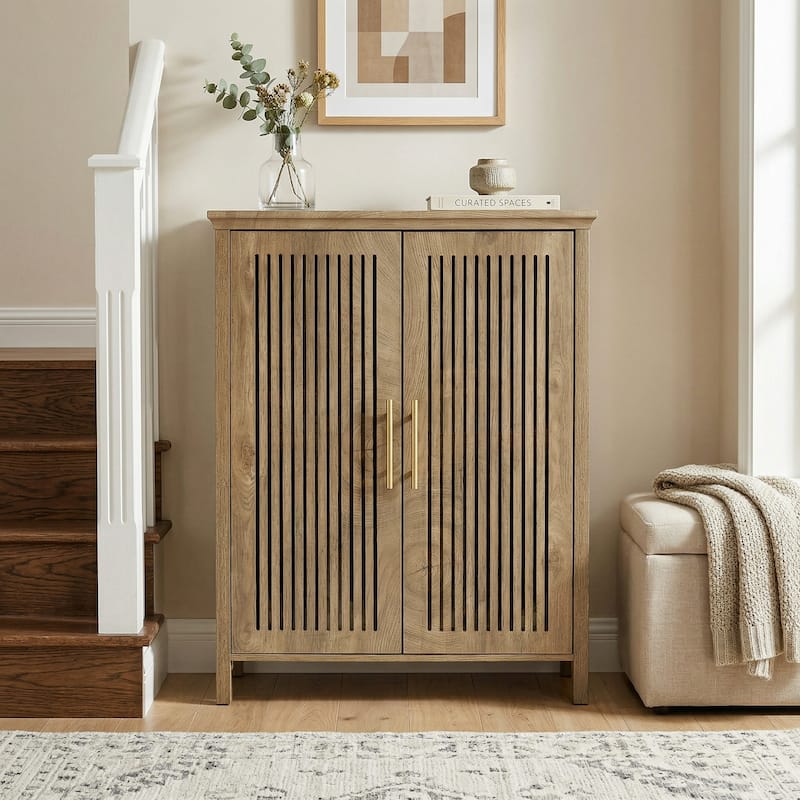 24 Pair Shoe Storage Cabinet With Door And Adjustable Shelves - 5-TIER