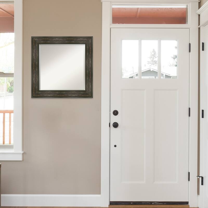 Beveled Wall Mirror - Rail Rustic Char Frame - Rail Rustic Char