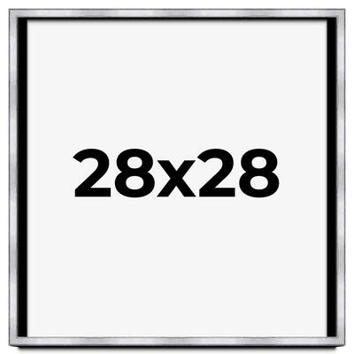 28x28 Shadow Box Frame Silver | 1.375 Inches Deep Real Wood