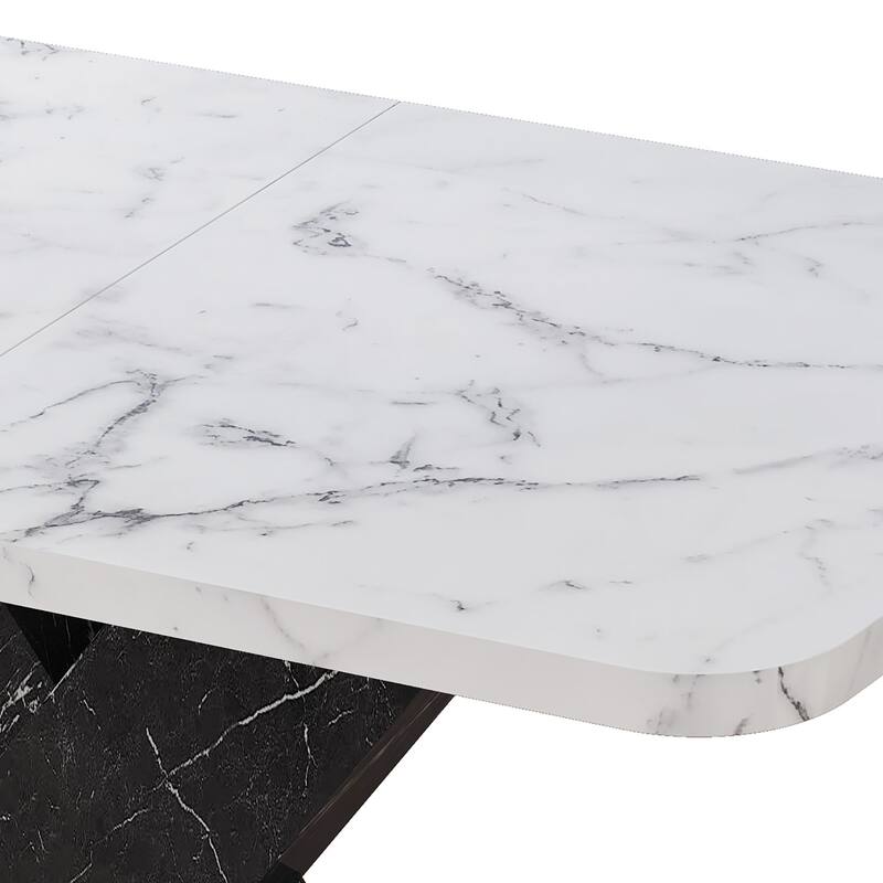 Elegant Stylish Stretchable Wooden Dining Table with Self-Storage Leaf