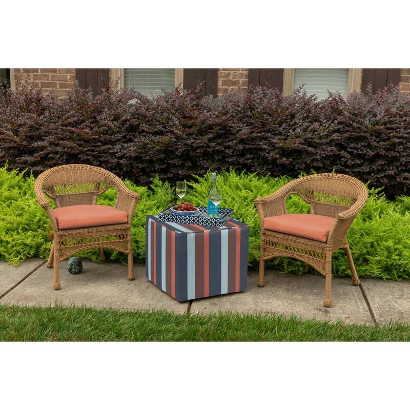 Sunbrella Solid Fabric 1-Piece Indoor/Outdoor Wicker Seat Pad Cushion, 19.5"W x 19.5"L