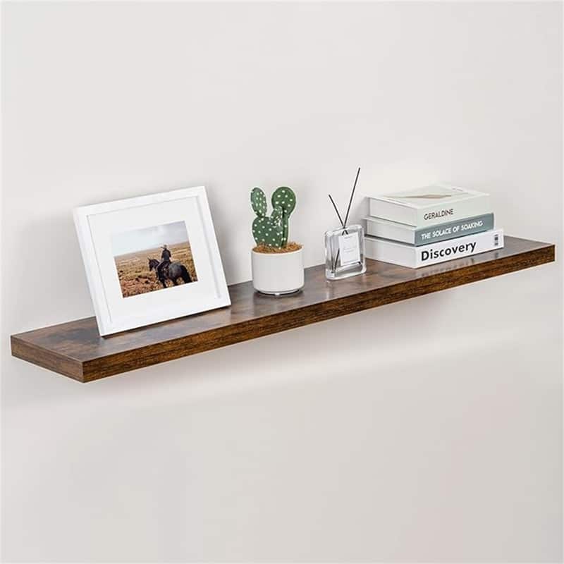 Floating Shelves 48 Inch Long - 9"D x 48"W x 1.5"H - Rustic Brown