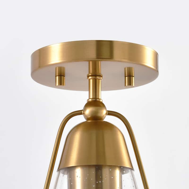 Parrot Uncle 7" Modern Seeded Glass Gold Dimmable Small Semi-Flush Mount Ceiling Light